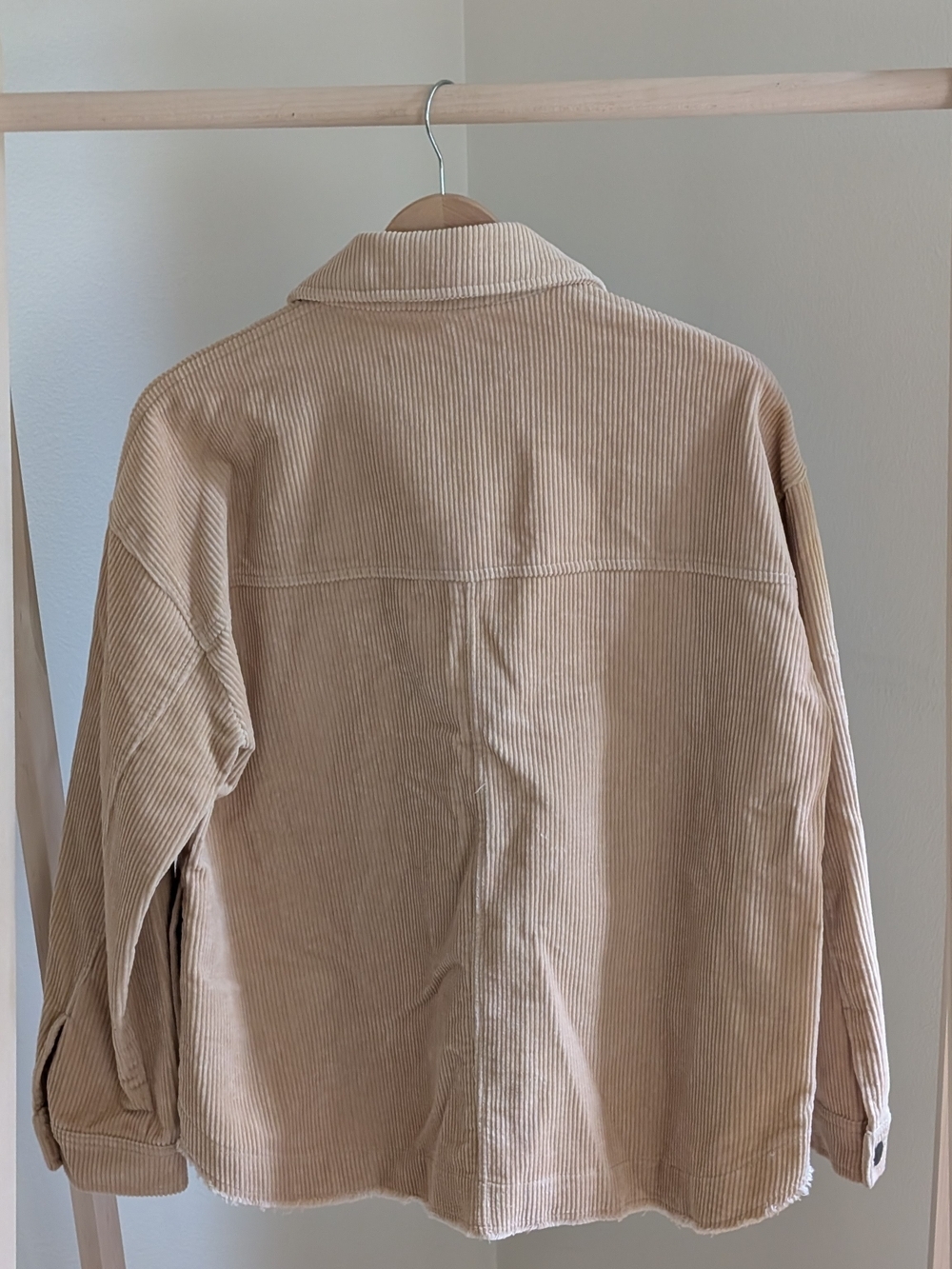 NWT Zara Corduroy Button-Front Collared Shirt Jacket In Cream - S - Picture 4 of 5